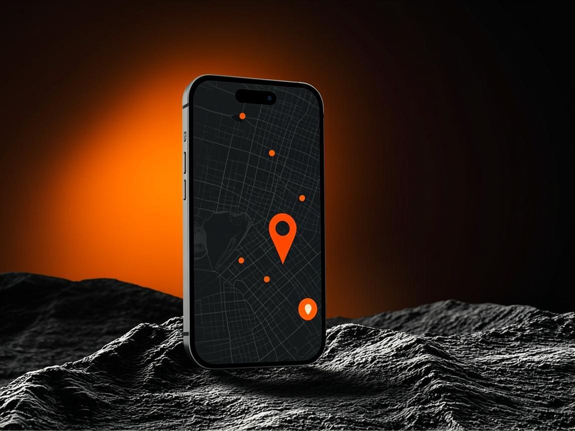 Konzept: Smartphone mit Karte und Orange-Pins als Symbol für lokale Sichtbarkeit